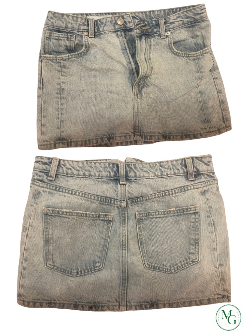 ZARA Light Wash Denim Mini Skirt Distressed Size Small Y2K Trashy Chic
